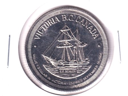 Victoria, British Columbia, 1984 Trade Dollar Token - S.S. Beaver For Sale