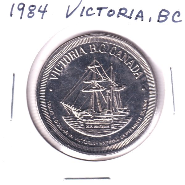 Victoria, British Columbia, 1984 Trade Dollar Token - S.S. Beaver For Sale