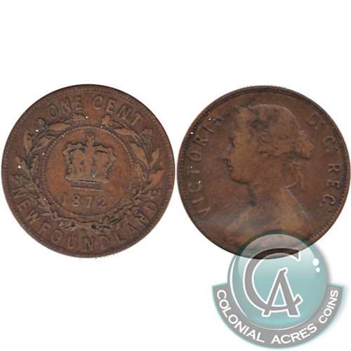 1872H Newfoundland 1-cent Very Good (VG-8) Fashion