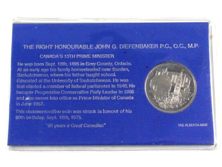 1975 John Diefenbaker 80th Birthday Medallion in Original Packaging Online Sale