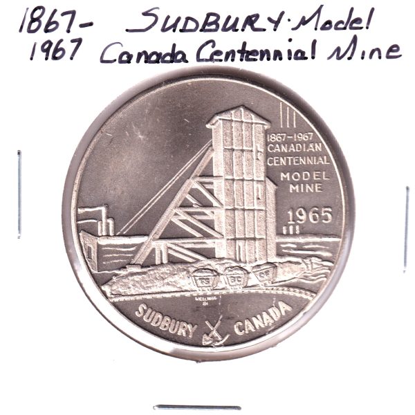 1965 Sudbury, Ont., Model Mine in Centennial Numismatic Park Medallion (Lightly Toned) on Sale