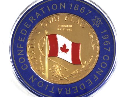 1867-1967 Canada s Own Flag Centennial Enamelled with holder (yellow colour) Scarce! Online Hot Sale