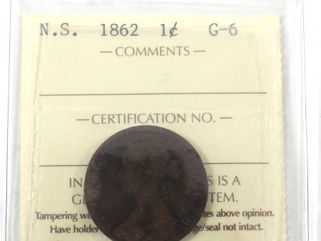 1862 Nova Scotia 1-cent ICCS Certified G-6 on Sale