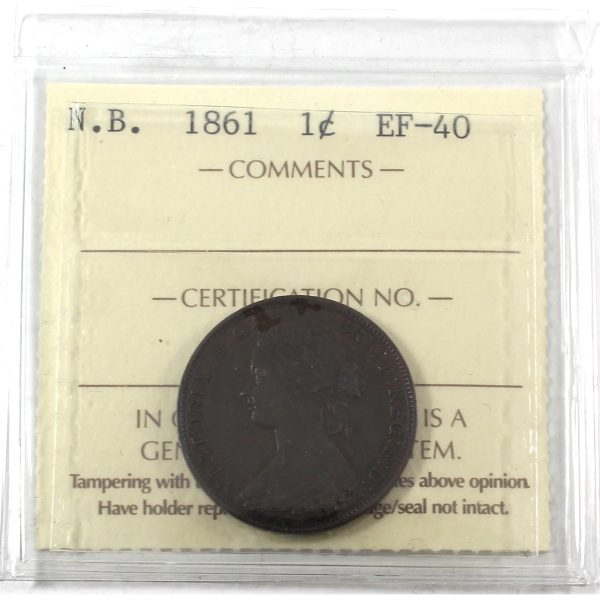 1861 New Brunswick 1-cent ICCS Certified EF-40 For Discount