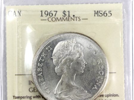 1967 Canada Silver Dollar ICCS Certified MS-65 (Lightly Toned) Cheap