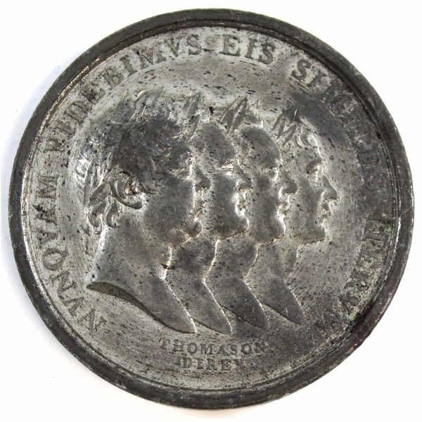 1814 Peace Medal Showing Lady Peace Holding a Cornucopia & Laurel and Four Portraits For Cheap