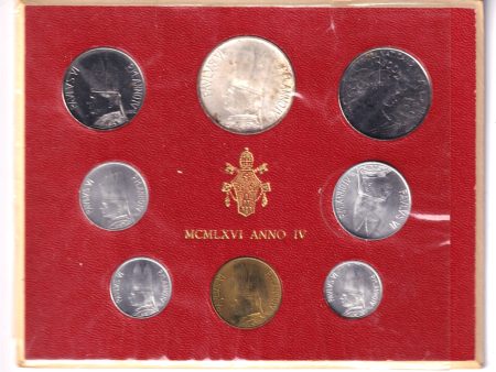 Vatican City 1966 8-coin Set in Collector Card (Toned) Cheap