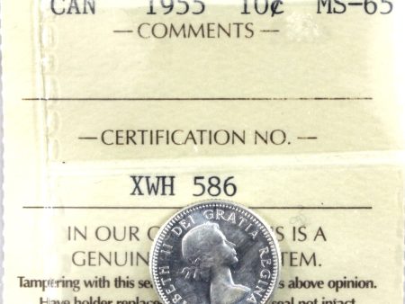 1955 Canada 10-cents ICCS Certified MS-65 (Lightly Toned) For Sale