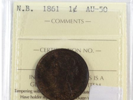 1861 New Brunswick 1-cent ICCS Certified AU-50 Discount