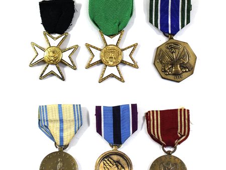 Lot of 6x USA Military & Legion Medals with Ribbons (See Description), 6Pcs (Impaired) For Cheap