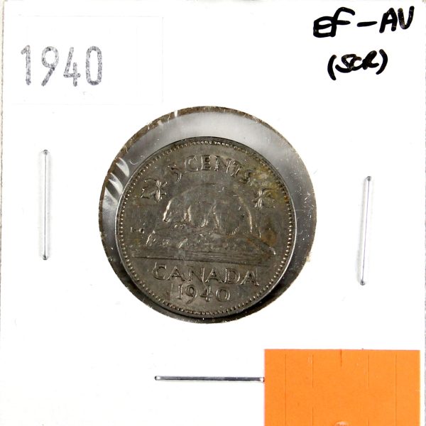 1940 Canada 5-cents EF-AU (EF-45) Scratched, nicks, or impaired Supply