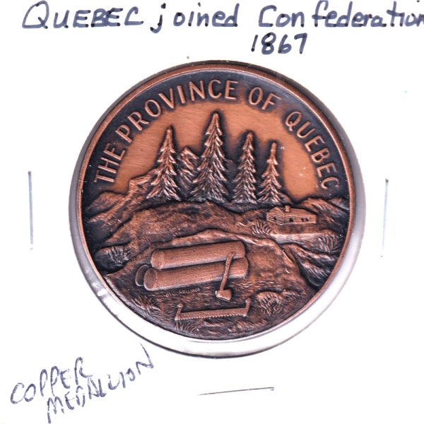 Quebec Joined Confederation in 1867 Commemorative Copper Medallion (Speckling) Online