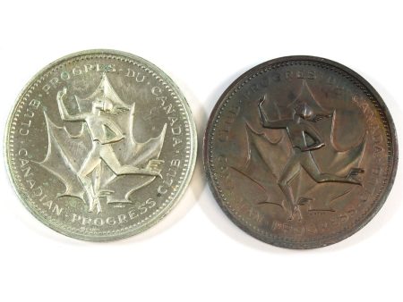 Pair of 1867-1967 Canadian Progress Club Celebrates Centennial Medallions - 2 Metals Online