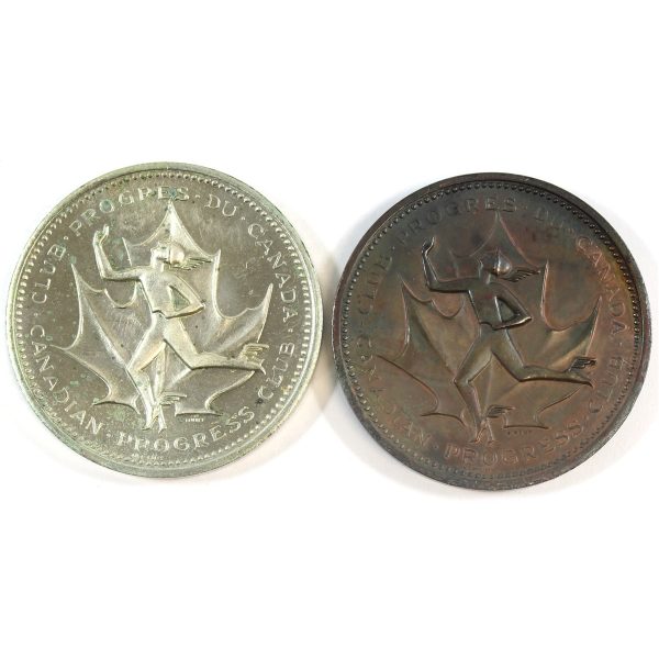 Pair of 1867-1967 Canadian Progress Club Celebrates Centennial Medallions - 2 Metals Online