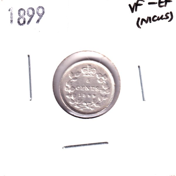 1899 Canada 5-cents VF-EF (VF-30) Bent or Nicks Fashion