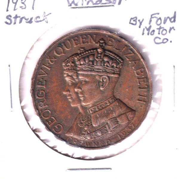 1937 Coronation of George VI Medallion Struck by Ford Motor Co. in Windsor, Ontario Sale