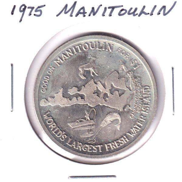 Manitoulin Island 1975 Haweater Dollar: Gore Bay Courthouse (Spots, Lightly Toned) Online now