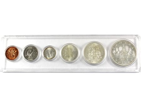 1963 Canada silver year set 1ct to $1 in snap lock case (lightly toned). Online