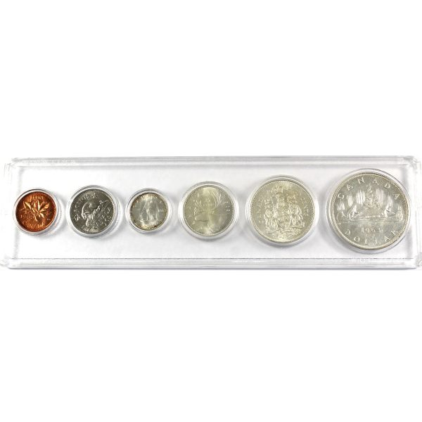 1963 Canada silver year set 1ct to $1 in snap lock case (lightly toned). Online