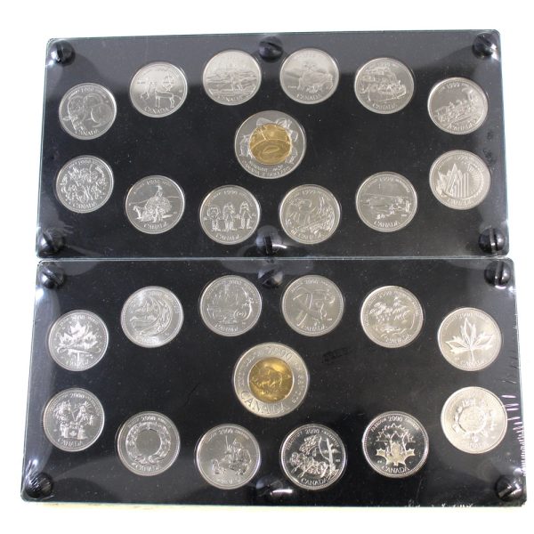 SP788 1999 & 2000 Canada commemorative 13-Coin Sets in Deluxe Acrylic Holders. 2pcs Fashion