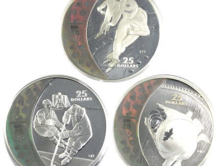 3x 2007-2009 Canada $25 Olympic Sterling Holograms, 3Pcs (Capsules only, impaired) Online Sale