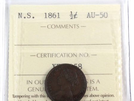 1861 Nova Scotia 1 2 Cent ICCS Certified AU-50 Sale