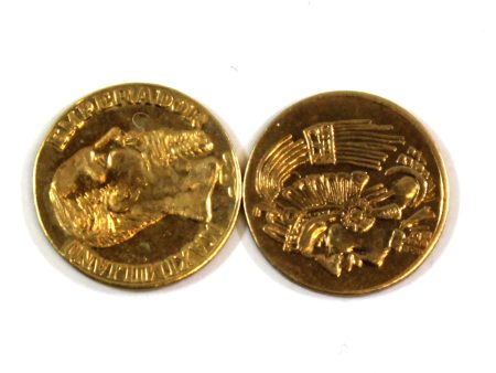 Pair of Mexico Replica Gold Coins in cube case. For Sale