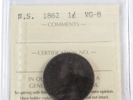 1862 Nova Scotia 1-cent ICCS Certified VG-8 For Discount