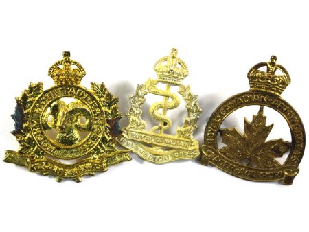 Lot of 3x Different Canadian Military Cap Badges, 3Pcs (Impaired) Online Sale