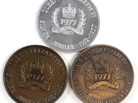 Lot of 1977 Queen Elizabeth Silver Jubilee Tokens, 3Pcs Sale