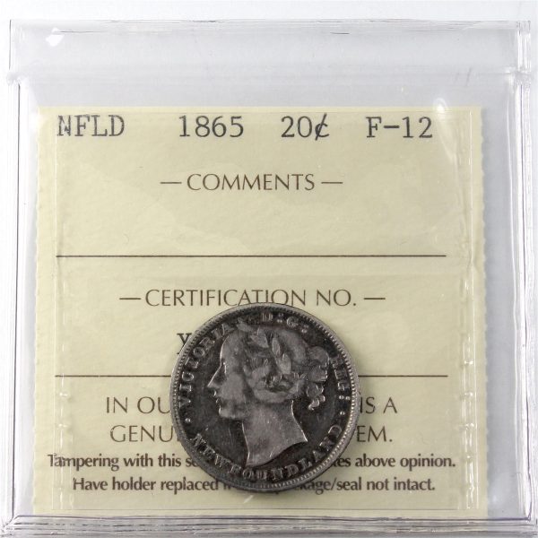 1865 Newfoundland 20-cents ICCS Certified F-12 Online Hot Sale