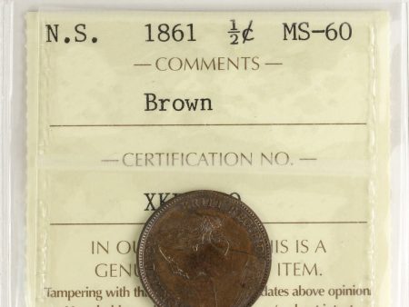 1861 Nova Scotia 1 2 Cent ICCS Certified MS-60 Brown For Cheap