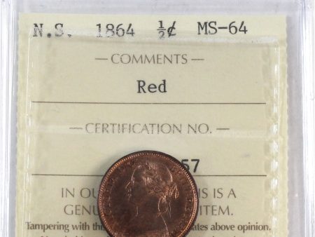 1864 Nova Scotia 1 2 Cent ICCS Certified MS-64 Red (XCP 057) Hot on Sale