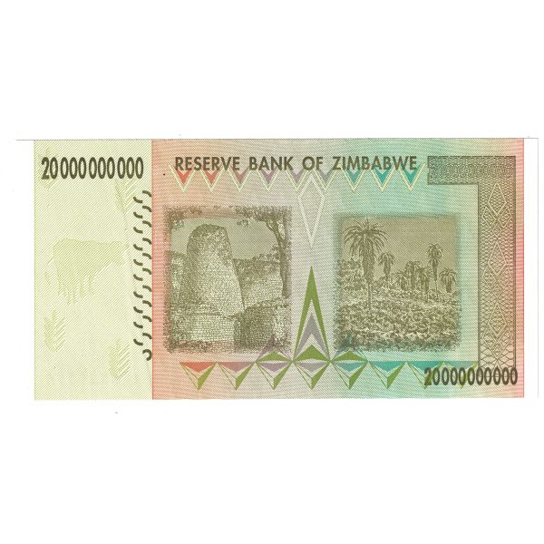 Zimbabwe Note, Pick #86 2008 20 Billion Dollars, Uncirculated Discount