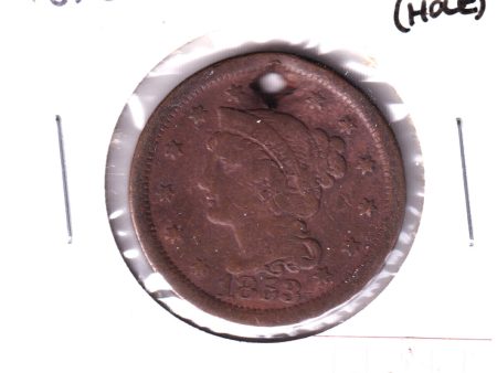 1853 USA Penny, F-VF (Hole) Cheap