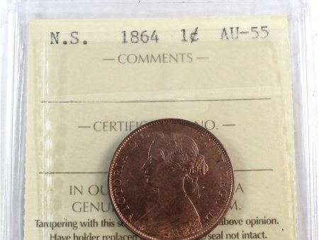 1864 Nova Scotia 1-cent ICCS Certified AU-55 Sale