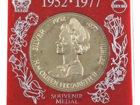 1952-1977 Queen Elizabeth II Silver Jubilee Souvenir Medallion (Toned, case scuffed) For Discount