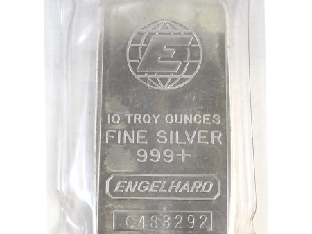 Vintage Engelhard 10oz .999 Silver Bar (No Tax) Lightly Toned Supply