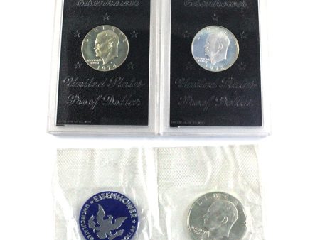 1971S, 1972S & 1974S USA Eisenhower Silver Dollars, 3PCS For Sale