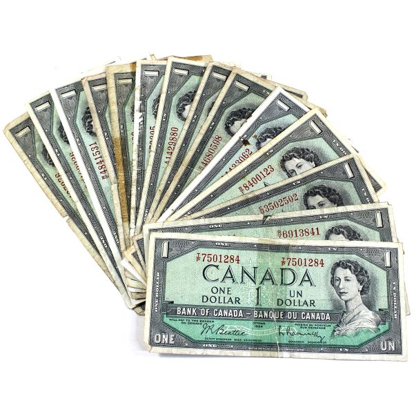 Lot of 16x 1954 Canada $1 Notes, Circulated Damaged, 16Pcs Discount