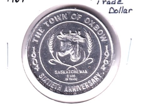 Oxbow, Saskatchewan, 1964 60th Anniversary Trade Dollar Token (Spots) For Sale