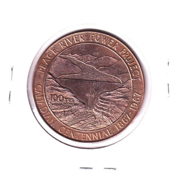 1967 Dawson Creek, B.C. Canada Centennial Medallion: Peace River Power Project (Toned) Online