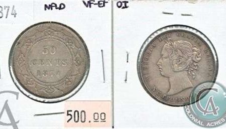 1874 Newfoundland 50-cents VF-EF (VF-30) $ Fashion