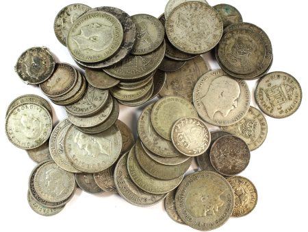 Silver Mixed Great Britain Coins (200 grams weight) Cheap