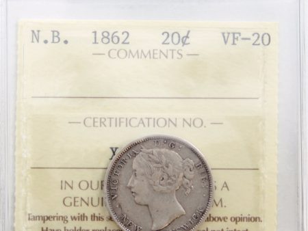 1862 New Brunswick 20-cents ICCS Certified VF-20 Discount