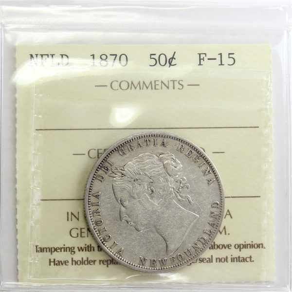 1870 Newfoundland 50-cents ICCS Certified F-15 on Sale