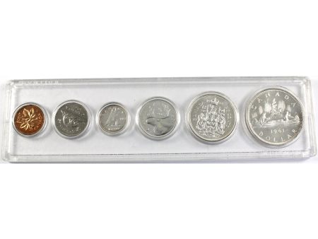 1961 Canada Proof Like Set in Hard Snaplock Case (some coins toned, 1-cent corroded) Supply