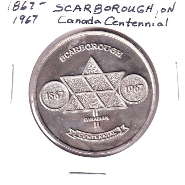 1967 Scarborough, Ontario, Canadian Centennial Silver-colour Medallion on Sale