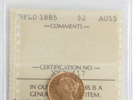 1885 Newfoundland $2 Gold ICCS Certified AU-55 For Cheap