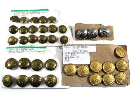 Group Lot of Assorted 4 Post-WWII Canada Army Uniform Buttons, 4 Sets For Cheap